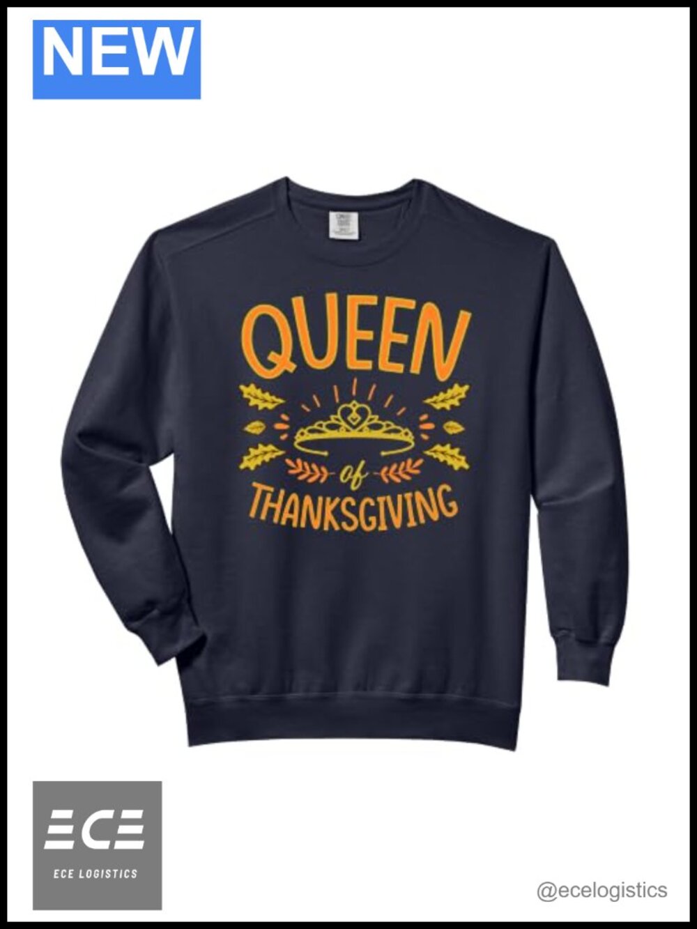 Thanksgiving Queen Fall Leaves Crown Crewneck Sweatshirt